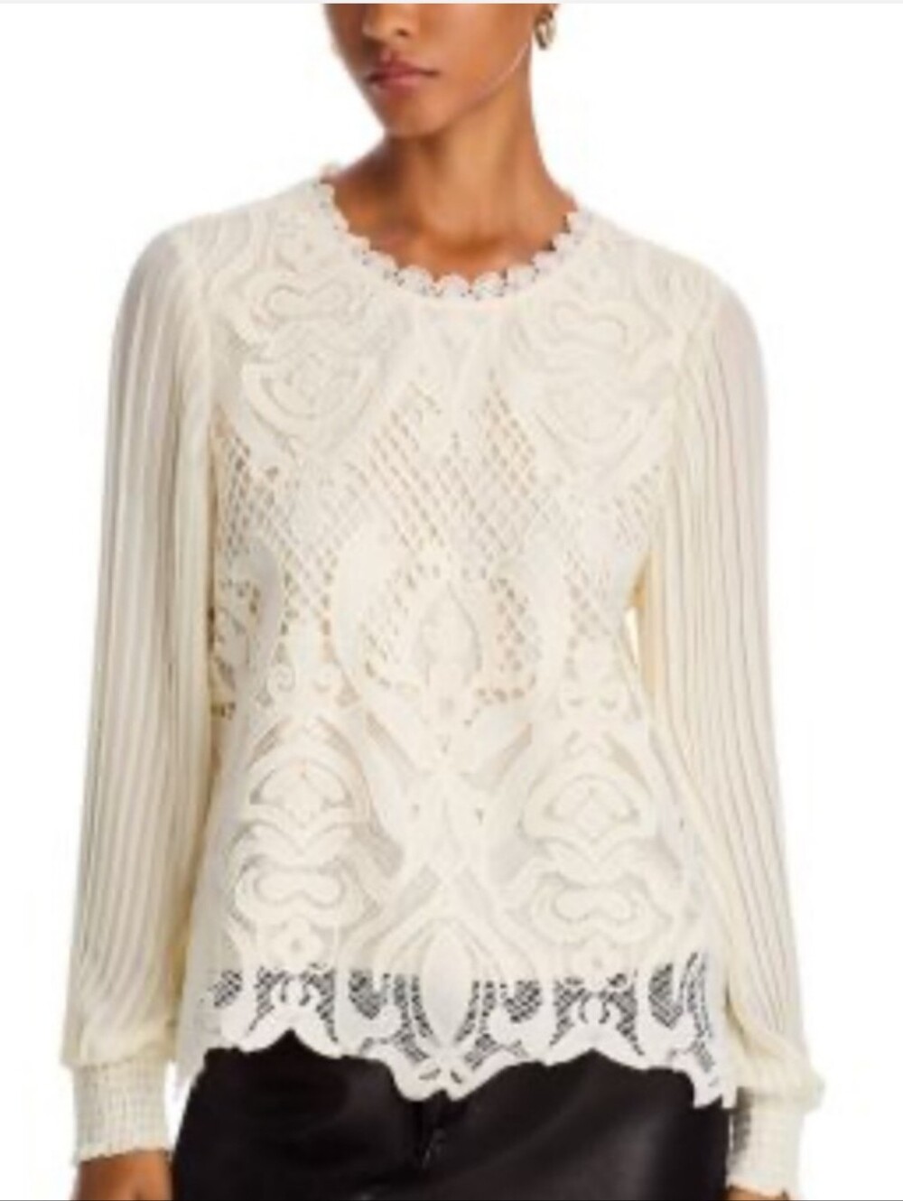 Nwt XL L,M,S Bailey 44 Ivory Lace Long-Sleeve Crochet Blouse